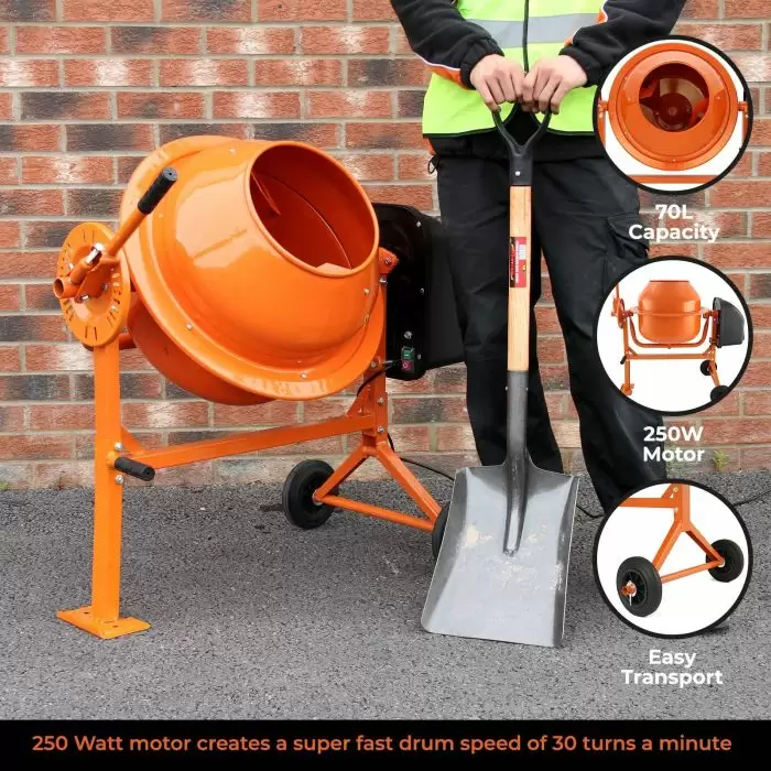 70L T-Mech Electric Cement Mixer With Trowel Set 4 70L T-Mech Electric Cement Mixer With Trowel Set - Image 2