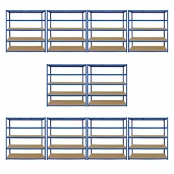 Monster Racking T-Rax 10 X Extra Wide Storage Shelves, Blue, 160cm W, 60cm D