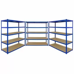Monster Racking T-Rax 3 X Extra Wide Storage Shelves, Blue, 160cm W, 60cm D