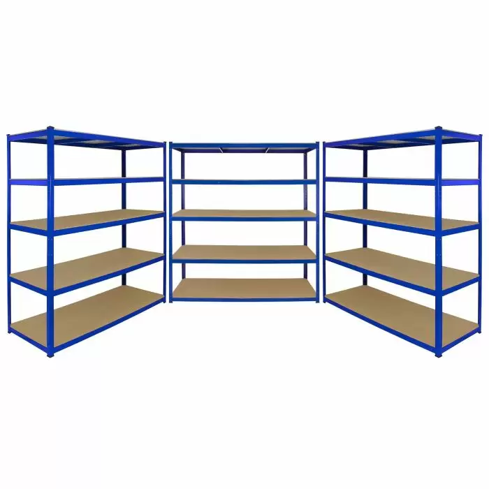 Monster Racking T-Rax 3 X Extra Wide Storage Shelves, Blue, 160cm W, 60cm D 3 Monster Racking T-Rax 3 X Extra Wide Storage Shelves, Blue, 160cm W, 60cm D