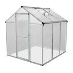 Monster Shop Polycarbonate Greenhouse 6ft X 6ft– Silver