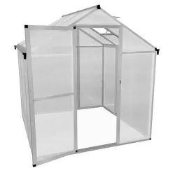Monster Shop Polycarbonate Greenhouse 6ft X 6ft– Silver -Parasol Shop 210619.5