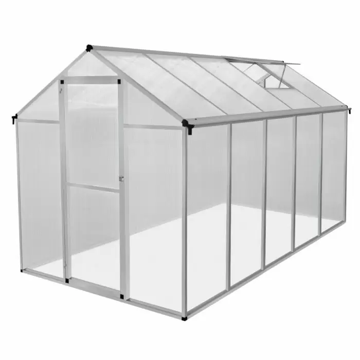 Monster Shop Polycarbonate Greenhouse 6ft X 10ft – Silver 3 Monster Shop Polycarbonate Greenhouse 6ft X 10ft – Silver