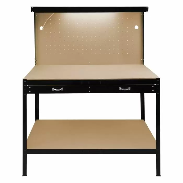 Monster Racking Workbench With Pegboard, Drawer & Light – Black 3 Monster Racking Workbench With Pegboard, Drawer & Light – Black