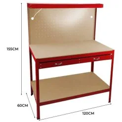 Monster Racking Workbench With Pegboard, Drawer & Light – Red -Parasol Shop 210795.5 2 1