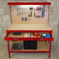 Monster Racking Workbench With Pegboard, Drawer & Light – Red -Parasol Shop 210795.6 2