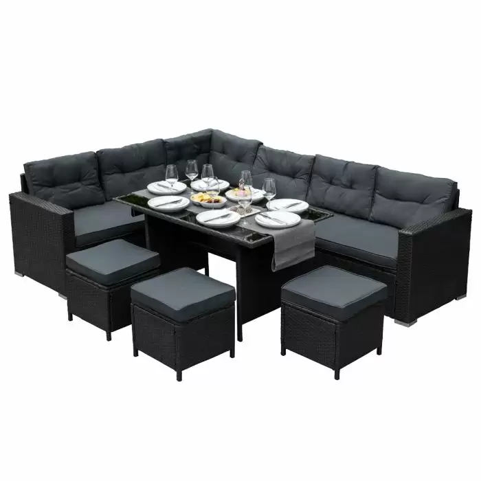 Jardi Rattan Corner Set - Black 3 Jardi Rattan Corner Set - Black