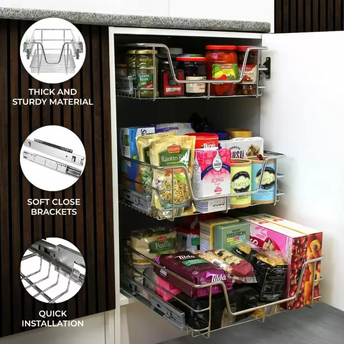 KuKoo Kitchen Pull Out Storage Baskets – 400mm Wide Cabinet 4 KuKoo Kitchen Pull Out Storage Baskets – 400mm Wide Cabinet - Image 2