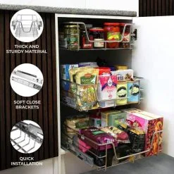 KuKoo Kitchen Pull Out Storage Baskets – 600mm Wide Cabinet -Parasol Shop 23399.c.uk