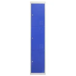 MonsterShop Metal Storage Lockers - Three Doors, Flatpacked, Blue -Parasol Shop 23461 002 3 2nd