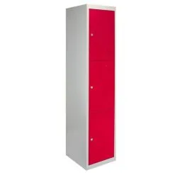 MonsterShop 3 X Metal Storage Lockers - Three Doors, Red - Flatpack -Parasol Shop 23462 001 2 2nd