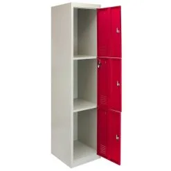 MonsterShop Metal Storage Lockers - Three Doors, Red -Parasol Shop 23462 005 1 2nd