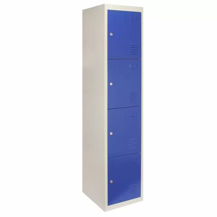 MonsterShop Metal Storage Lockers - Four Doors, Flatpacked, Blue 3 MonsterShop Metal Storage Lockers - Four Doors, Flatpacked, Blue