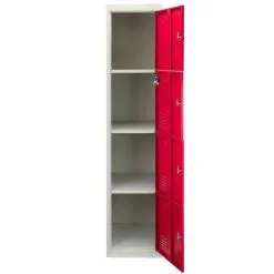 MonsterShop 3 X Metal Storage Lockers - Four Doors, Red - Flatpack -Parasol Shop 23464 004 1 1 2nd