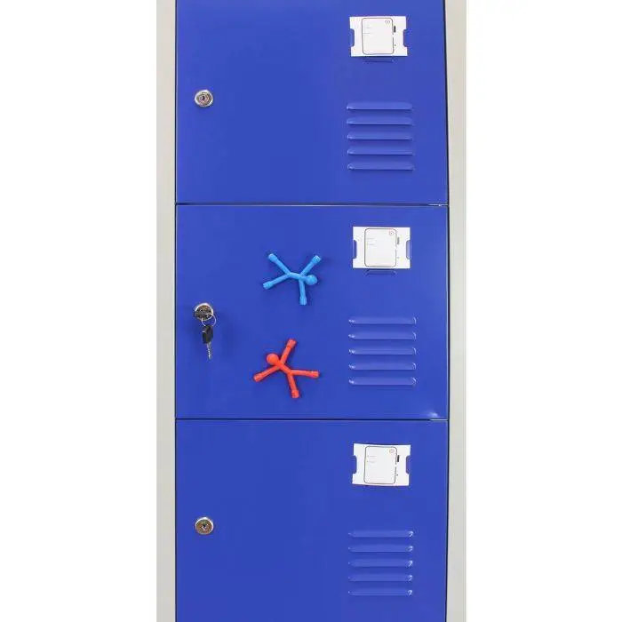 MonsterShop Metal Storage Lockers - Six Doors, Blue 8 MonsterShop Metal Storage Lockers - Six Doors, Blue - Image 6