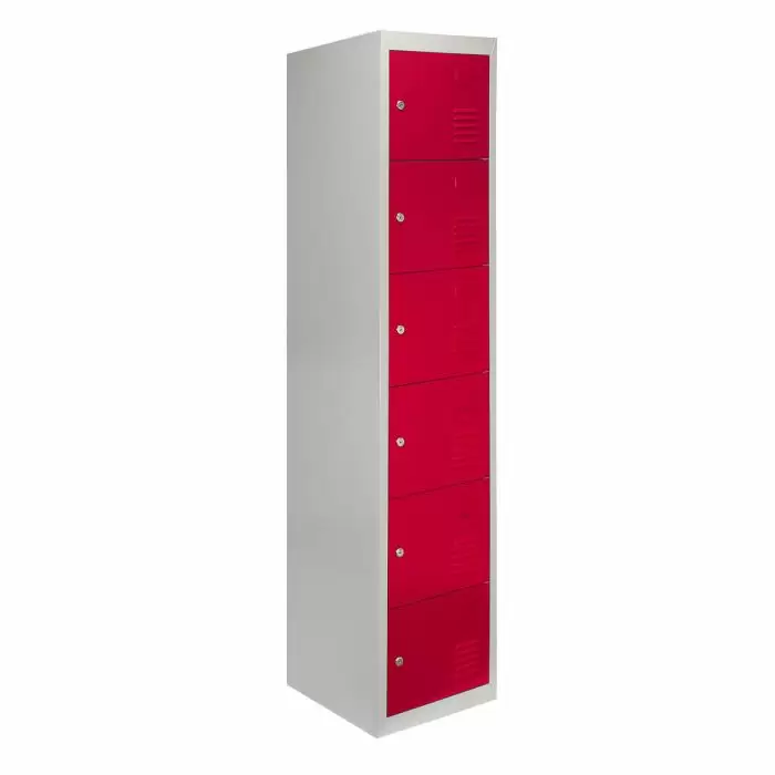 MonsterShop Metal Storage Lockers - Six Doors, Red 3 MonsterShop Metal Storage Lockers - Six Doors, Red
