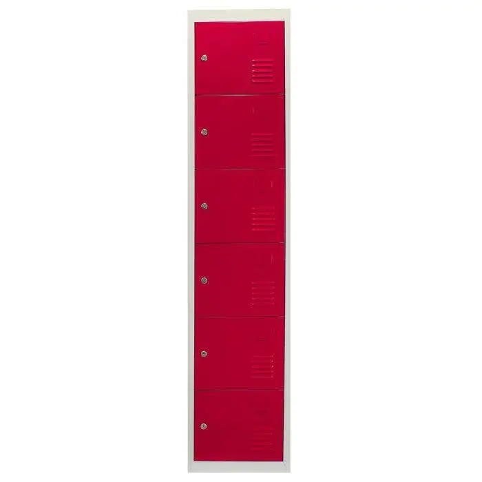MonsterShop Metal Storage Lockers - Six Doors, Red 4 MonsterShop Metal Storage Lockers - Six Doors, Red - Image 2