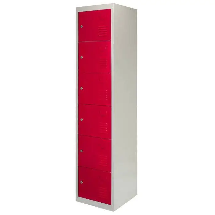 MonsterShop Metal Storage Lockers - Six Doors, Red 5 MonsterShop Metal Storage Lockers - Six Doors, Red - Image 3