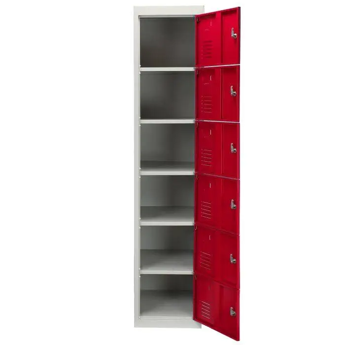 MonsterShop Metal Storage Lockers - Six Doors, Red 6 MonsterShop Metal Storage Lockers - Six Doors, Red - Image 4