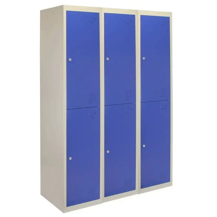 MonsterShop 3 X Metal Storage Lockers - Two Doors, Blue - Flatpack 4 MonsterShop 3 X Metal Storage Lockers - Two Doors, Blue - Flatpack - Image 2