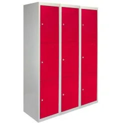 MonsterShop 3 X Metal Storage Lockers - Three Doors, Red -Parasol Shop 23650 001 1 2nd