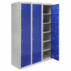 MonsterShop 3 X Metal Storage Lockers - Six Doors, Blue