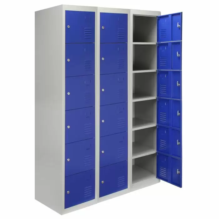 MonsterShop 3 X Metal Storage Lockers - Six Doors, Blue 3 MonsterShop 3 X Metal Storage Lockers - Six Doors, Blue