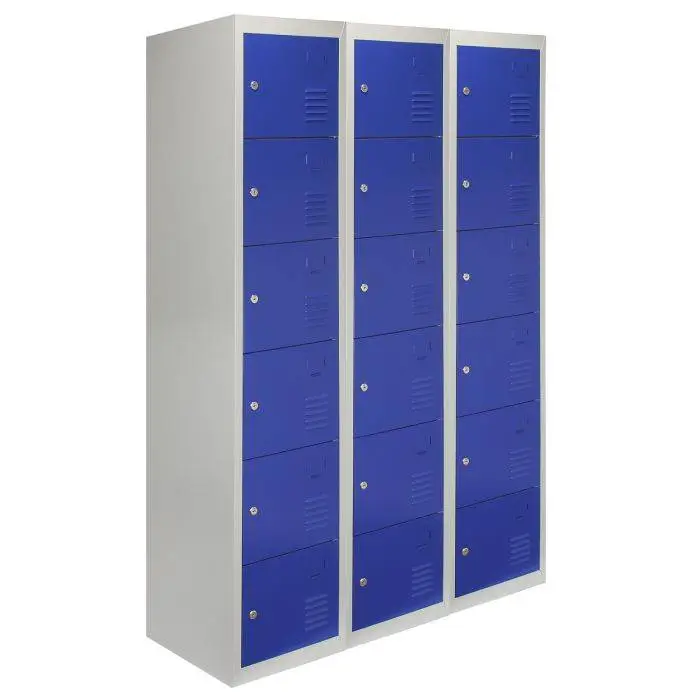 MonsterShop 3 X Metal Storage Lockers - Six Doors, Blue 4 MonsterShop 3 X Metal Storage Lockers - Six Doors, Blue - Image 2