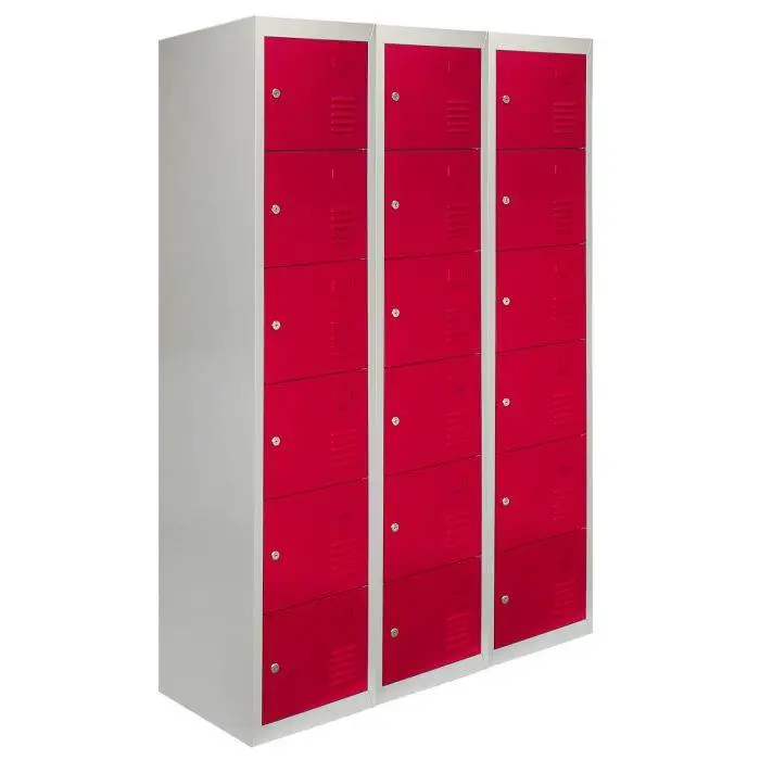 MonsterShop 3 X Metal Storage Lockers - Six Doors, Red 4 MonsterShop 3 X Metal Storage Lockers - Six Doors, Red - Image 2