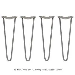 SKISKI 4 X 16" Hairpin Steel Table Furniture Legs -Parasol Shop 24194 unfinished 16 2 prong 003 3 2nd