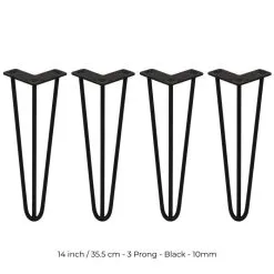 SKISKI 4 X 14" Hairpin Steel Table Furniture Legs 10 SKISKI 4 X 14" Hairpin Steel Table Furniture Legs -Parasol Shop 24199 black 14 3 prong 003 3 2nd