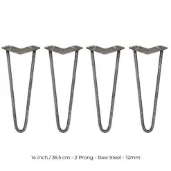 SKISKI 4 X 14" Hairpin Steel Table Furniture Legs 11 SKISKI 4 X 14" Hairpin Steel Table Furniture Legs -Parasol Shop 24202 unfinished 14 2 prong 003 2 2nd