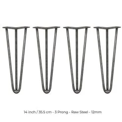SKISKI 4 X 14" Hairpin Steel Table Furniture Legs 12 SKISKI 4 X 14" Hairpin Steel Table Furniture Legs -Parasol Shop 24204 unfinished 14 3 prong 003 4 2nd