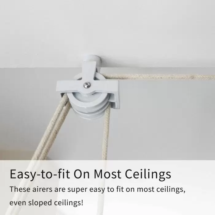 MonsterShop Clothing Airer Ceiling Pulley - White - 1.4m 8 MonsterShop Clothing Airer Ceiling Pulley - White - 1.4m - Image 6