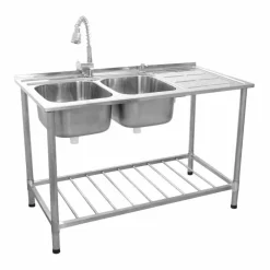 KuKoo Commercial Catering Sink Double Bowl / Right Hand Drainer -Parasol Shop 24896 002 2nd.jpg.mst