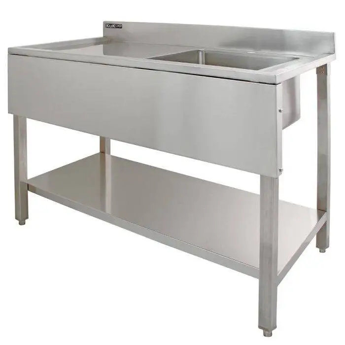 KuKoo 6ft Stainless Steel Catering Bench, Stainless Steel Sink - Left Hand Drainer & 2 X Wall Mounted Shelves 4 KuKoo 6ft Stainless Steel Catering Bench, Stainless Steel Sink - Left Hand Drainer & 2 X Wall Mounted Shelves - Image 2