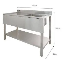 KuKoo 6ft Stainless Steel Catering Bench, Stainless Steel Sink - Left Hand Drainer & 2 X Wall Mounted Shelves 11 KuKoo 6ft Stainless Steel Catering Bench, Stainless Steel Sink - Left Hand Drainer & 2 X Wall Mounted Shelves -Parasol Shop 25001 04