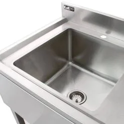 KuKoo Commercial Sink & Pre-Rinse Tap - Right Hand Drainer, 6ft Stainless Steel Catering Bench, 2 X Wall Mounted Shelves With Extra Pre-Rinse Commercial Tap -Parasol Shop 25003 03