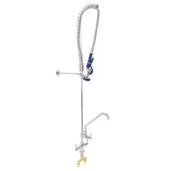 KuKoo Commercial Sink & Pre-Rinse Tap - Right Hand Drainer, 6ft Stainless Steel Catering Bench, 2 X Wall Mounted Shelves With Extra Pre-Rinse Commercial Tap -Parasol Shop 25003 05