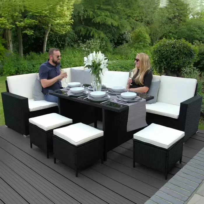 Jardi Jardí Rattan Corner Dining Set Black & Chimenea 7 Jardi Jardí Rattan Corner Dining Set Black & Chimenea - Image 5