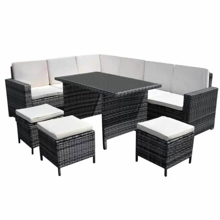 Jardi Jardí Rattan Corner Dining Set Black & Chimenea 3 Jardi Jardí Rattan Corner Dining Set Black & Chimenea