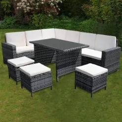 Jardi Jardí Rattan Corner Dining Set Grey & Chimenea 10 Jardi Jardí Rattan Corner Dining Set Grey & Chimenea -Parasol Shop 25262 007 2