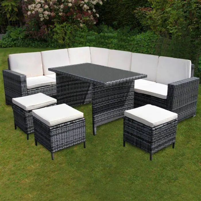 Jardi Jardí Rattan Corner Dining Set Grey & Chimenea 5 Jardi Jardí Rattan Corner Dining Set Grey & Chimenea - Image 3