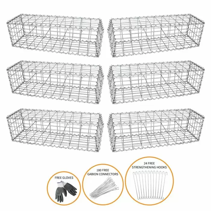 MonsterShop Gabion Baskets 100 X 30 X 30cm / 6 Pack 4 MonsterShop Gabion Baskets 100 X 30 X 30cm / 6 Pack - Image 2