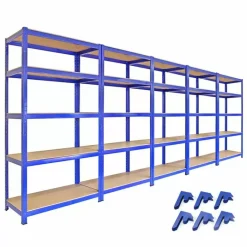 Monster Racking 5 X T-Rax 90cm Blue Racking & Bay Connectors