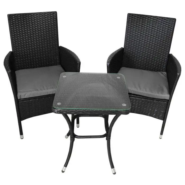 Jardi Jardí Rattan Bistro Set Black 6 Jardi Jardí Rattan Bistro Set Black - Image 4