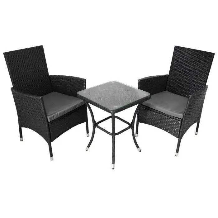 Jardi Jardí Rattan Bistro Set Black 3 Jardi Jardí Rattan Bistro Set Black