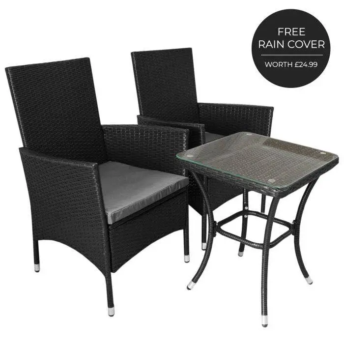 Jardi Jardí Rattan Bistro Set Black 4 Jardi Jardí Rattan Bistro Set Black - Image 2