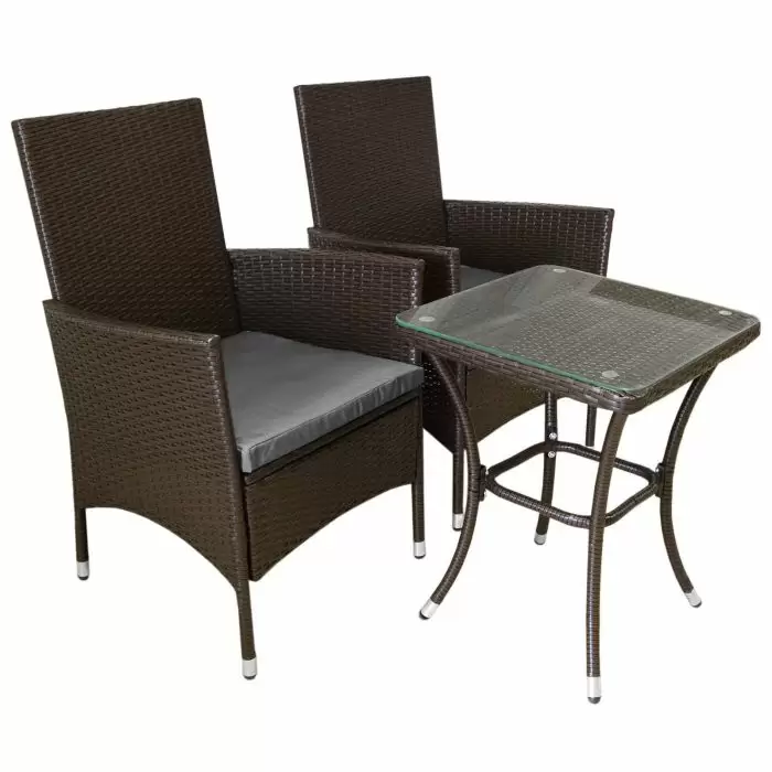 Jardi Jardí Rattan Bistro Set Brown 6 Jardi Jardí Rattan Bistro Set Brown - Image 4