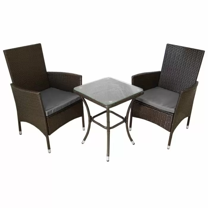 Jardi Jardí Rattan Bistro Set Brown 3 Jardi Jardí Rattan Bistro Set Brown